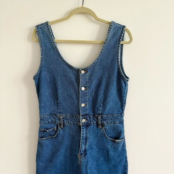 Regeneration Blue Denim Overall Slit hem Midi Size Large - Picture 3 of 10